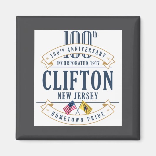 Clifton New Jersey 100th Anniv White _1  Magneet (Voorkant)