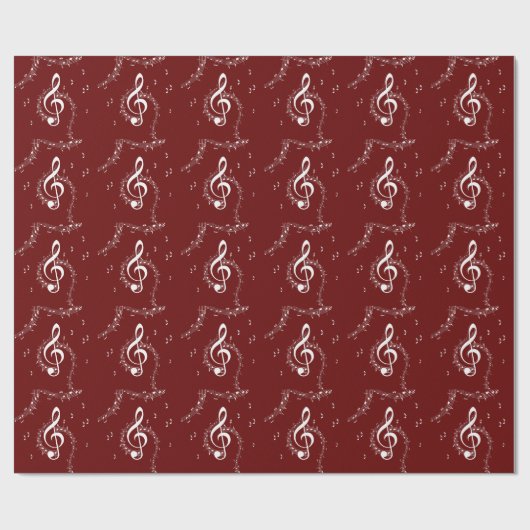 Climactic G Clef Music Red Cadeaupapier (Vlak)