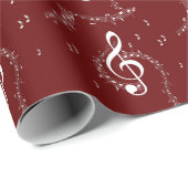 Climactic G Clef Music Red Cadeaupapier (Rol Hoek)