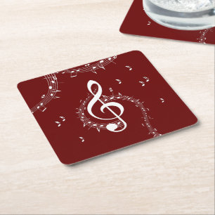 Climactic G Clef Music Red Kartonnen Onderzetters