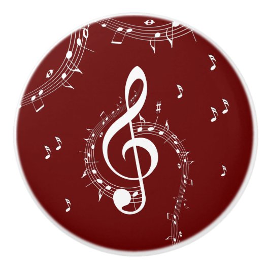 Climactic G Clef Music Red Keramische Knop (Voorkant)