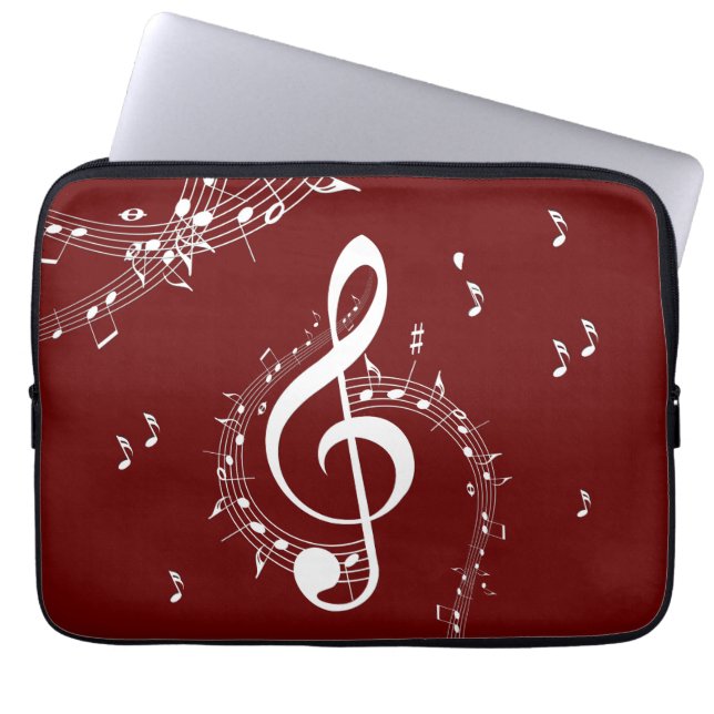 Climactic G Clef Music Red Laptop Sleeve (Voorkant)