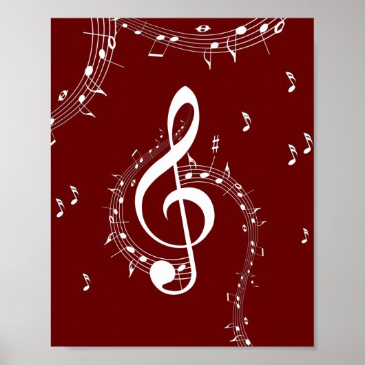 Climactic G Clef Music Red Poster (Voorkant)