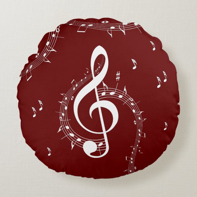 Climactic G Clef Music Red Rond Kussen (Voorkant)