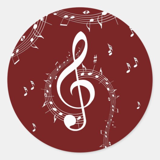 Climactic G Clef Music Red Ronde Sticker (Voorkant)