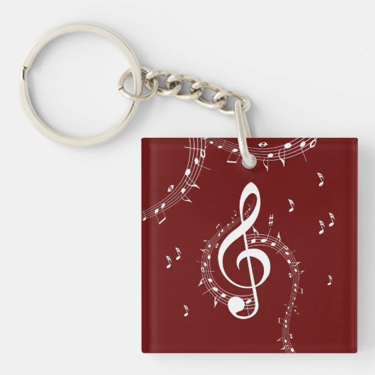 Climactic G Clef Music Red Sleutelhanger (Voorkant)