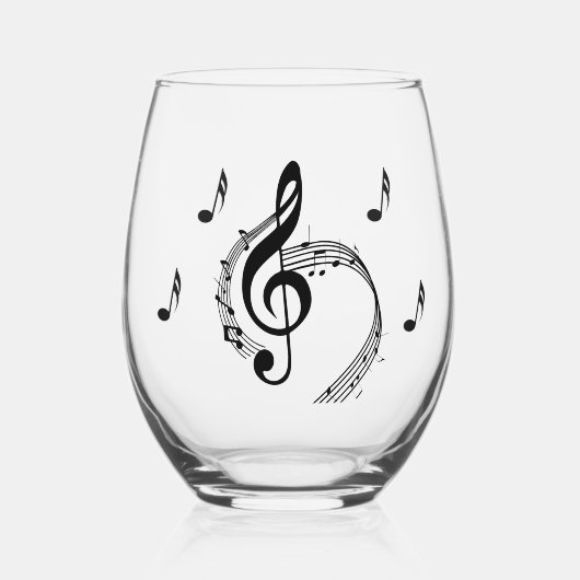 Climactic G Clef Music Wijnglas Zonder Voet (Voorkant)