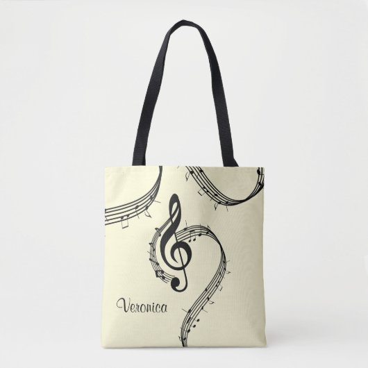 Climactic G Clef Music Yellow Tote Bag (Voorkant)