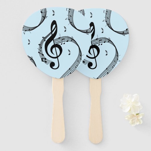 Climactisch G Clef Music Blue Handwaaier (Voorkant en achterkant)