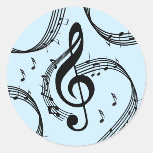 Climactisch G Clef Music Blue Ronde Sticker