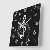 Climactisch G Clef Music Red met witte cijfers Vierkante Klok (Hoek)