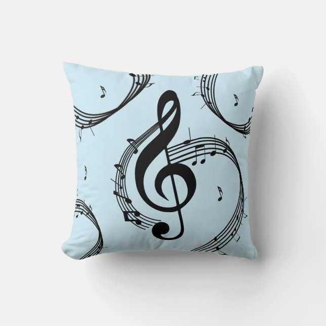 Climactische G-sleutel muziek Blauw Kussen (Voorkant)