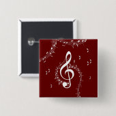 Climactische G-sleutel muziek Rood Vierkante Button 5,1 Cm (Voorkant /achterkant)