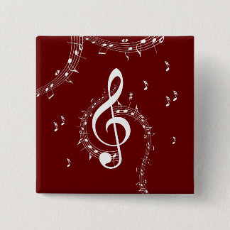 Climactische G-sleutel muziek Rood Vierkante Button 5,1 Cm