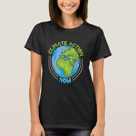 Climate Action Now Environment Protection Climate T-shirt (Voorkant)