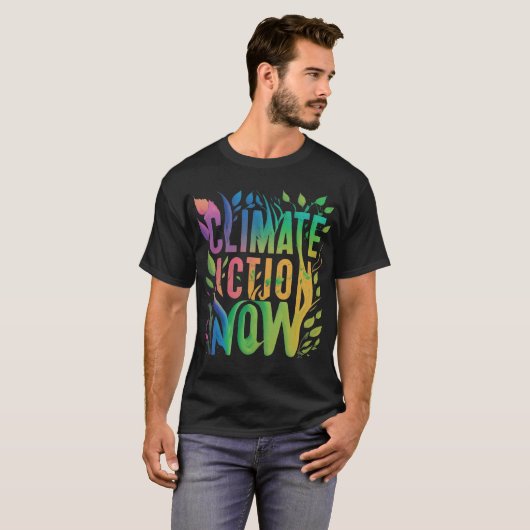 Climate Action Now ontwerp het man T-shirt (Voorkant volledig)