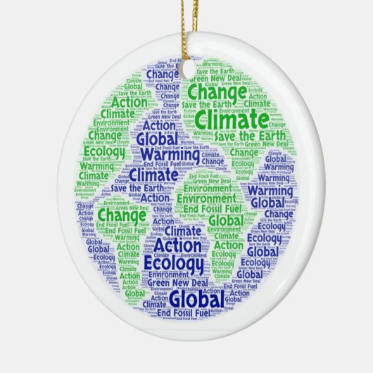 Climate change word art keramisch ornament (Links)