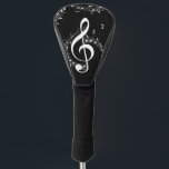 Climate G Clef Music Black Golfheadcover<br><div class="desc">G Clef onder witte muzieknoten op zwart. De zwarte achtergrond maakt de heldere witte noten pop.</div>