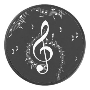 Climate G Clef Music Black Hockey Puck