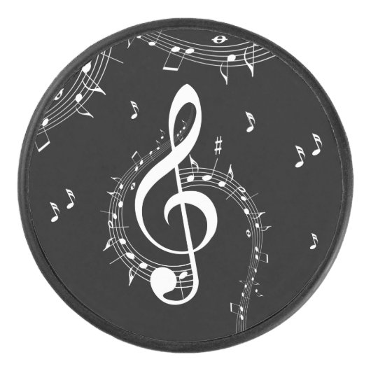 Climate G Clef Music Black Hockey Puck (Voorkant)