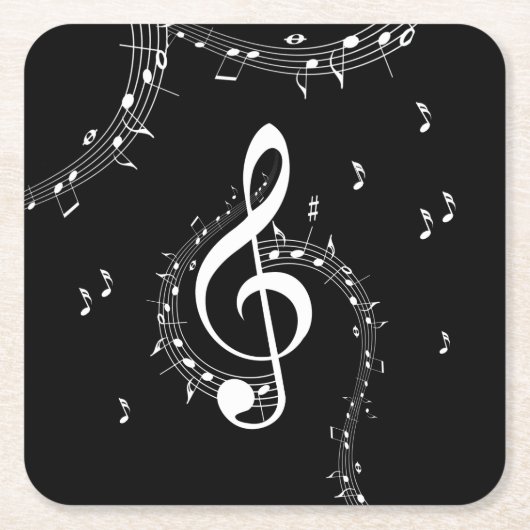 Climate G Clef Music Black Kartonnen Onderzetters (Voorkant)