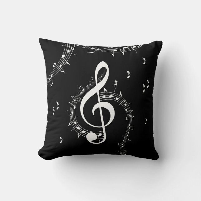 Climate G Clef Music Black Kussen (Voorkant)