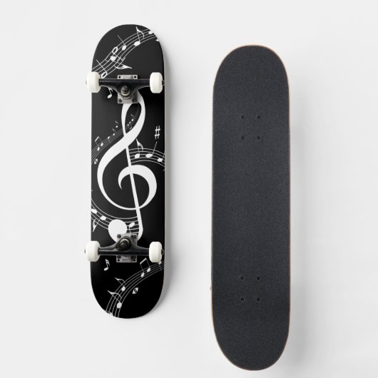 Climate G Clef Music Black Persoonlijk Skateboard (Voorkant)