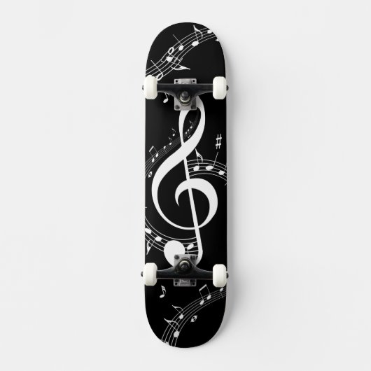 Climate G Clef Music Black Persoonlijk Skateboard (Voorkant)