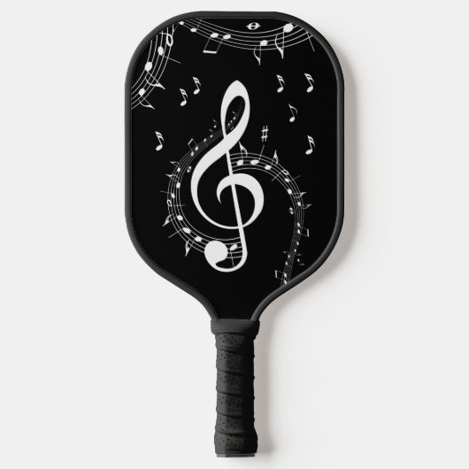 Climate G Clef Music Black Pickleball Paddle (Voorkant)