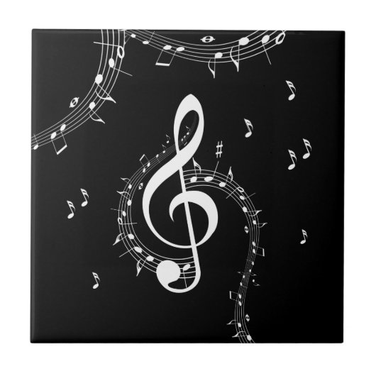 Climate G Clef Music Black Tegeltje (Voorkant)