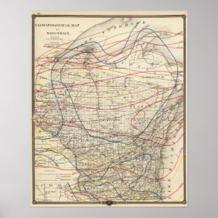 Climatologische kaart van Wisconsin Poster