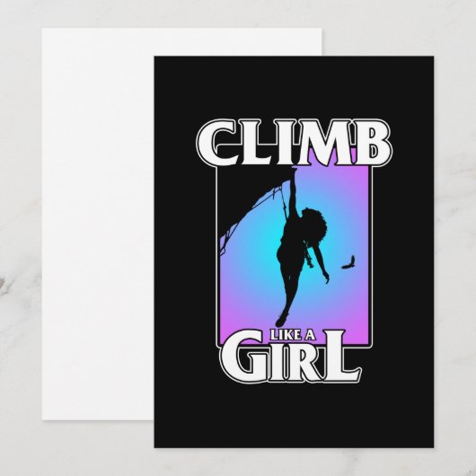 Climb Like Girl Mountain Climber Rock Climbing Lov Bedankkaart (Voorkant / Achterkant)