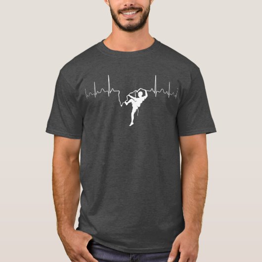 Climbing Heartbeat Rock Mountain Bouldering Gift T-shirt (Voorkant)