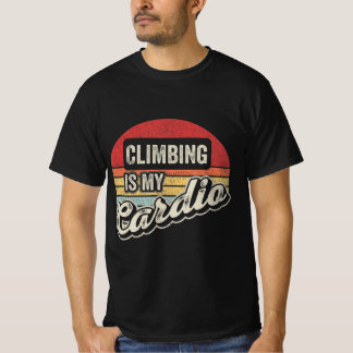 Climbing Is My Cardio Vintage Retro Rock Climbing  T-shirt