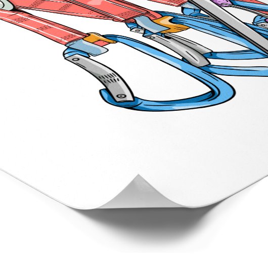 Climbing rack or quickdraws and wires poster (Hoek)