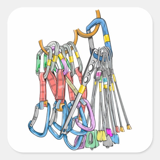 Climbing rack or quickdraws and wires vierkante sticker (Voorkant)