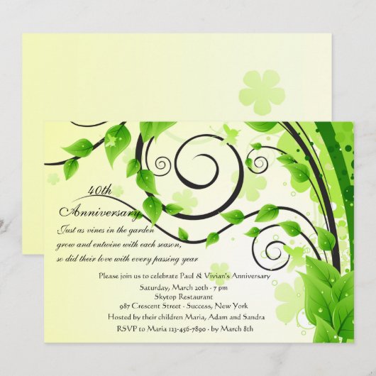 Climbing Vines Jubileumfeest Uitnodiging (Voorkant / Achterkant)