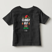 Clingy elf overeenkomende kerstfamilienaam kinder shirts (Voorkant)