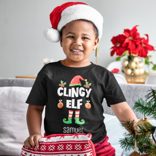 Clingy elf overeenkomende kerstfamilienaam kinder shirts