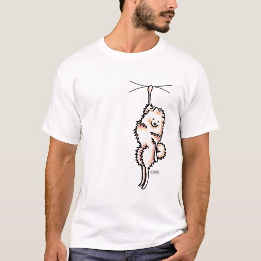 Clingy White Pomeranian T-Shirt (Voorkant)