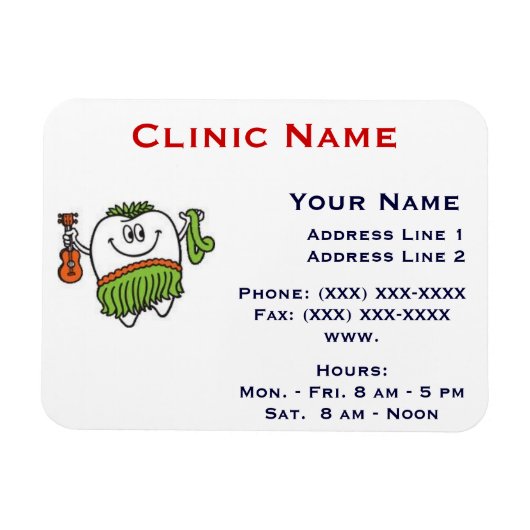 Clinic Promotionl Magnet - Horizonttl/Hoola Tooth Magneet (Horizontaal)