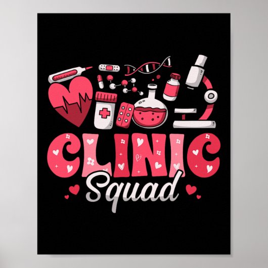 Clinic Squad Stethoscope Leopard Nurse Valentijns Poster (Voorkant)