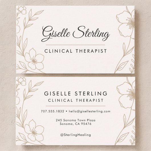 Clinical Therapist Botanical Floral  Visitekaartje