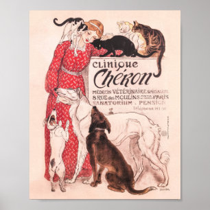 Clinique Cheron  Dog Cat Steinlen Poster