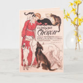 Clinique Cheron  Dog Cat Steinlen Poster Kaart (Gele Bloem)