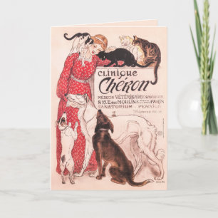 Clinique Cheron  Dog Cat Steinlen Poster Kaart