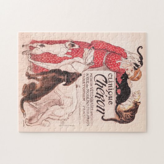 Clinique Cheron  Dog Cat Steinlen Poster Legpuzzel (Horizontaal)
