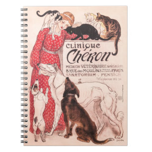 Clinique Cheron Dog Cat Steinlen Poster Notitieboek