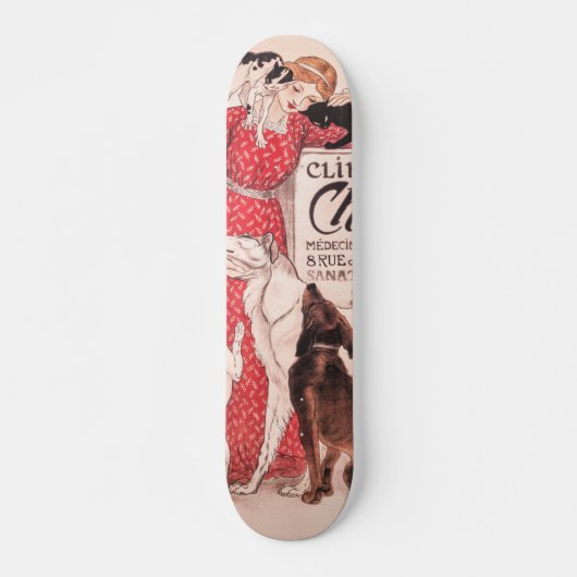 Clinique Cheron Dog Cat Steinlen Poster Persoonlijk Skateboard (Voorkant)