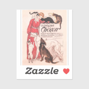 Clinique Cheron  Dog Cat Steinlen Poster Sticker